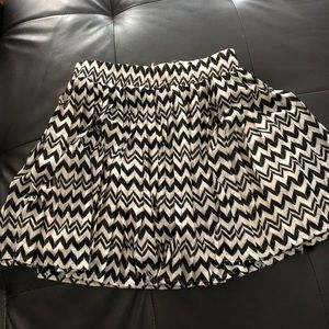 Cream and Black flared mini skirt